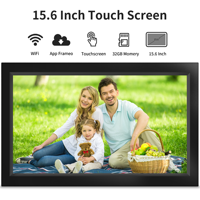 Grosir bingkai foto Digital akrilik 15.6 inci dengan layar sentuh persegi fungsi jam Wifi dinding dapat dipasang untuk keluarga