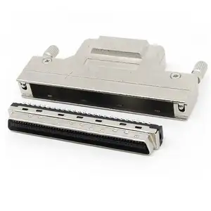 高质量MDR SCSI 100针连接器HPCN scsi 100针公电缆连接器，带金属罩焊接型scsi电缆100针