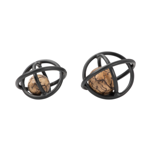 Sfera Geometrica in Metallo, Scultura Contemporanea in Legno, Decorazione d'Arredo per Bagno, Ufficio, Scaffale, Soggiorno - Product Image 2
