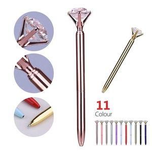 Logotipo personalizado pluma de diamante de diamantes de oro rosa de cristal regalo de boda, recuerdo de la pluma - Product Image 5