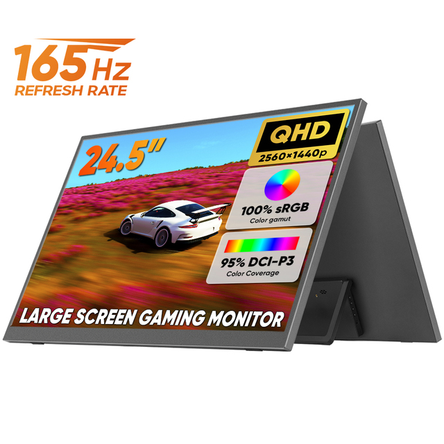 Custom 24.5 Inch 165Hz USB LED LCD Monitor for Business Portable Dual Laptop Gaming HDR Monitor VESA Mount Built-in Kickstand