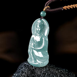 Colgante de Jadeíta Natural Guanyin, Color Azul Agua, UNISEX, Diseño Original Budista, Regalo con Certificado de Tasación GY01 - Product Image 2