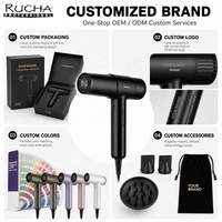 RUCHA Sèche-cheveux ionique professionnel 2000 W, moteur BLDC, haute vitesse, pour salon, voyage et usage domestique