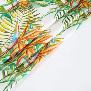 Hot sale digital printing leaf design on pure Linen fabric for dresses shirt