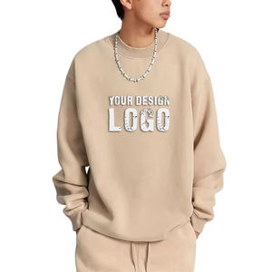 Street Casual Crewneck Plus Fleece Oversized Men's Sweatshirt Wholesale OEM Washed Vintage Loose Mens Sweatshirts <b>Hoodies</b> - Product Image 1