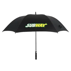 Sıcak satış güçlü 23 inç özelleştirilebilir özel Logo reklam yağmur güneş gölge uzun sap sopa düz şemsiye