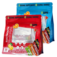 Sachet personnalisé à fond plat pour poudre protéinée, emballage pour barres de boisson sportive électrolytique avec fermeture éclair et fenêtre