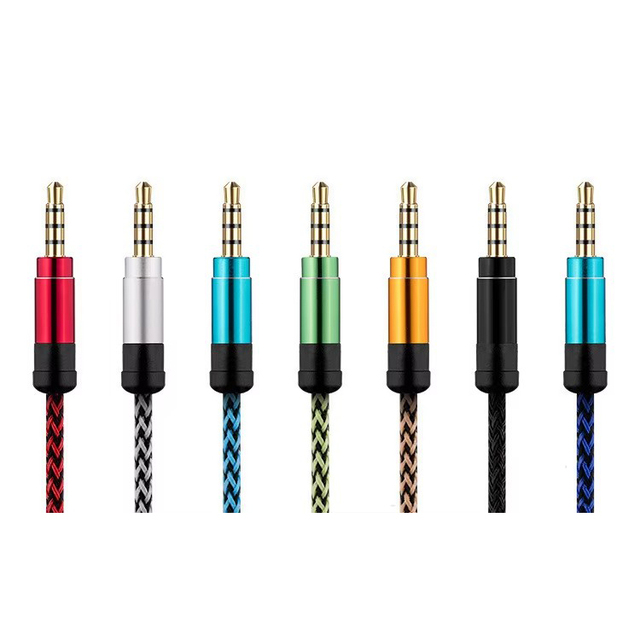 3.5mm 1m/2m/3m Jack TRRS Male to Male 4-pole Nylon Braided Aux Audio Cable