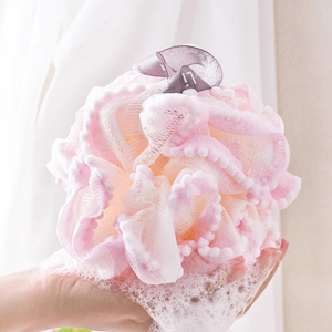 New large-sized pom-pom <b>bath</b> ball, soft and non-fraying with lace <b>trim</b>, foaming net, <b>bath</b> towel, wholesale. - Product Image 3