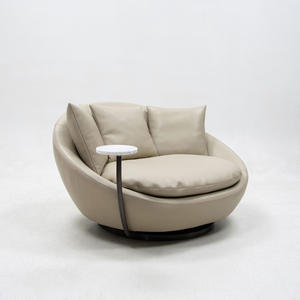 Fauteuil simple moderne avec table, fauteuil de salon, chaise longue rotative ronde pour balcon, fauteuil d'appoint pour villa et chambre à coucher - Product Image 4