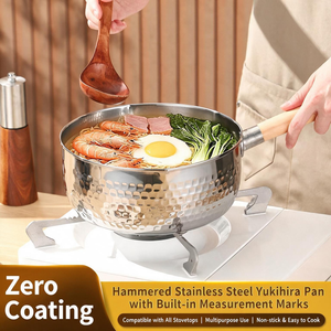 Utensilios de Cocina Japoneses, Sartén Antiadherente de Acero Inoxidable 304, Tapa con Mango de Madera Permanente, Apta <span class=keywords><strong>para</strong></span> Horno/Microondas, Resistente al Calor - Product Image 1