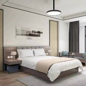 ชุดเครื่องเรือนเตียงคู่พร้อมหัวเตียงสำหรับโรงแรมทันสมัยชุดเฟอร์นิเจอร์ห้องนอน - Product Image 1