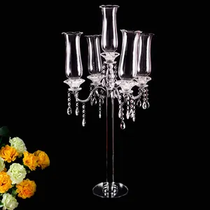 Bela luxo elegante 5 braços claro Transparente candelabros centrais do casamento decoração de mesa