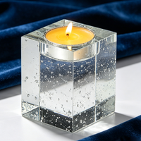 Support de bougie rectangulaire en cristal transparent K9, poli, personnalisable, design moderne à bulles, pour bougies chauffe-plat, idéal pour les cadeaux de mariage