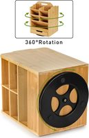 BH 360 ° Organisateur de rangement rotatif pour fournitures artistiques en bambou avec poignée pour marqueurs, crayons de couleur et pinceaux