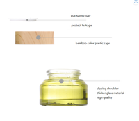 Pot de crème en verre ambré vert transparent vide de récipient cosmétique capuchon d'impression en bambou 15g 30g 50g