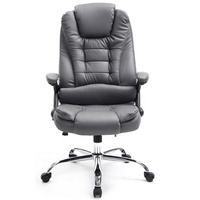 Meilleur fauteuil de bureau de direction en cuir PVC gris de qualité supérieure, classe 3, avec vérin à gaz, parfait pour le bureau à domicile, le télétravail
