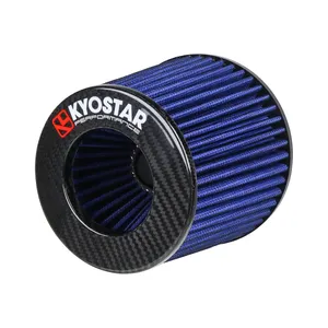 KYOSTAR Blue Glossy Carbon Fiber 3'' Air Filter Air Intake Cone Filter Washable Universal