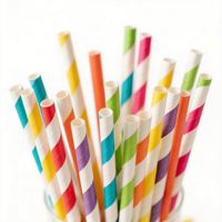 Pailles à boire en papier compostables avec logo, rayures de couleur personnalisées, respectueuses de l'environnement