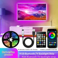 Bande lumineuse LED RGB intelligente Bluetooth pour téléviseur, alimentation USB 5V, synchronisation musicale, application, télécommande, éclairage d'ambiance pour moniteurs PC de 43 à 75 pouces