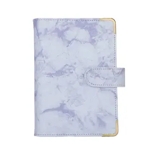 Marble A6 sampul Binder kulit PU, sampul Binder cincin daun longgar, buku harian, buku catatan harian, perencana sampul keras, kulit PU, gandum marmer