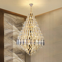 Lampe en cristal de luxe moderne personnalisée à plusieurs étages Salon Duplex Villa Bâtiment Grand lustre creux Escalier post-moderne