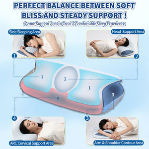Memória Espuma Cervical Travesseiro 2 em 1 Ergonômico Contorno Ortopédico Travesseiro Pescoço Dor Contorneada Suporte Travesseiros para Travesseiros Lados - Product Image 3