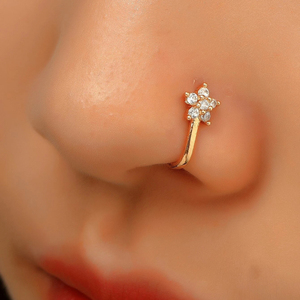 CANNER Bijou de piercing pour le nez, Faux anneau de nez à clipser en forme de fleur avec diamant pétale, pour femmes et filles - Product Image 6