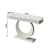 Nouvelle Console Murale Luxe Chinois Moderne en Pierre Frittée, Meuble d'Appoint Couloir Salon avec Tiroir et Structure Métallique