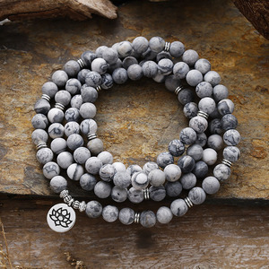 Bracelet en pierre naturelle, 108 perles, bijoux Mala noirs pour hommes et femmes, à porter au quotidien - Product Image 4