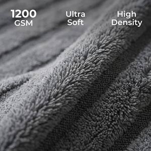 Serviette de séchage automobile professionnelle en microfibre hybride torsadée 1200 GSM, en polaire corail rayée double face pour le detailing automobile - Product Image 3
