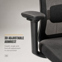 Chaise de bureau ergonomique haut de gamme avec appuie-tête 3D réglable, accoudoirs 3D en PU, structure en fibre de verre et nylon, certifiée BIFMA pour usage commercial