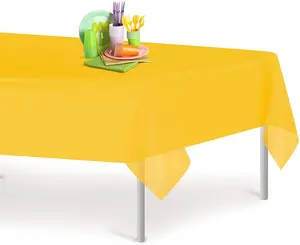 Mantel reutilizable de plástico de alta resistencia, cubierta de mesa de plástico desechable de Color sólido para protección de mesa