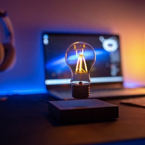 Modern Living Rom Art Decor Indoor <b>Stand</b> Lighting LED Floor Lamp Bedroom Bedside Magnetic Levitation Floating Bulb <b>Night</b> Light - Product Image 6
