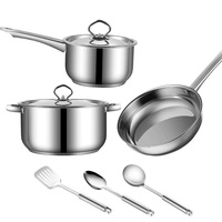 Kedatangan Baru 15 Buah Set Panci dan Wajan Stainless Steel Multi-lapis Multi-fungsi dengan Tutup, Spatula, dan Sendok untuk Memasak