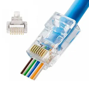 EZ RJ45 모듈식 플러그 네트워크 케이블 커넥터 끝을 통과 8P8C CAT6