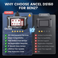 ANCEL DS160 Analyseur de diagnostic automobile universel Scanner OBD2 Contrôle bidirectionnel 30+ réinitialisations spéciales Système d'exploitation Android Garantie 1 an