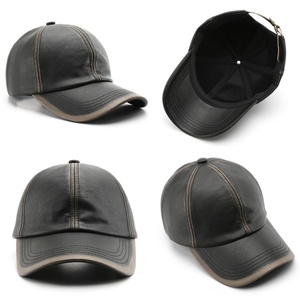 Custom Logo Classic Low Profile Distressed Dad Hat Adjustable Leather Hat <b>Vintage</b> Washed Leather Baseball <b>Cap</b> for Men Women - Product Image 2