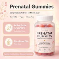 Gummies de vitamines prénatales pour femmes enceintes – Soutien nutritionnel quotidien avec méthylfolate et DHA d'algues – Sans sucre, végétaliennes – 60 unités