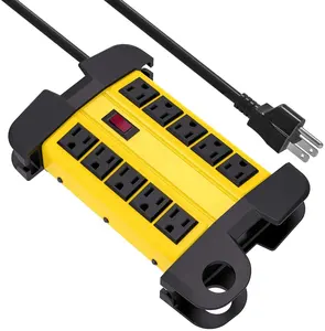 10 Outlets Heavy Duty Power Strip Yellow Metal Power Strip with Surge Protector