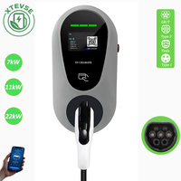 Borne de recharge murale OCPP 1.6 7kW pour véhicules électriques, 32A, Type 2, monophasée, intelligente, avec application, RFID, compatible Tesla BMW IX3, chargeur EV