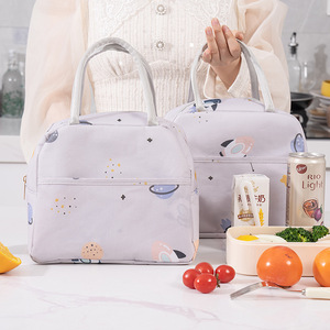 Starry Sky Insulated Lunch Bag Gray 23x13x19cm For School Work Outdoor Picnic - Product Image 2