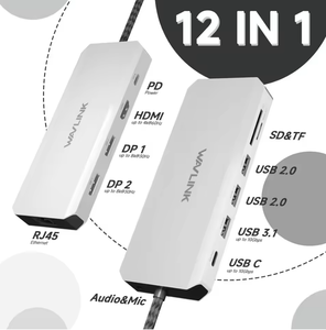 แท่นเชื่อมต่ออุปกรณ์ 12 in 1 <span class=keywords><strong>Wavlink</strong></span> WL-UMD306B แบบ <span class=keywords><strong>USB</strong></span> A และ <span class=keywords><strong>USB</strong></span> C พร้อมพอร์ต Ethernet 2.5G และพอร์ต Display - Product Image 2