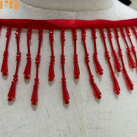 Ruban multicolore fait main de 7,5 cm avec perles de verre et pompon en dentelle pour costumes de danse, costumes de scène de mariage, rideaux et décorations d'intérieur DIY