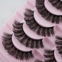 Lot de 10 paires de faux cils russes DD bouclés, faits à la main, naturels, en faux vison fin, pour la vente en gros