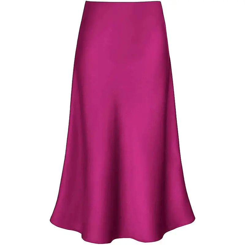 Женская винтажная атласная юбка средней длины