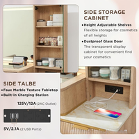 Coiffeuse contemporaine en bois de haute qualité avec miroir LED, durable et écologique, mobilier de chambre à coucher pour la vente en gros, logo personnalisé