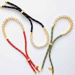 <b>Adjustable</b> Rope Tennis <b>Bracelet</b> With CZ Bezel Stones - Product Image 5