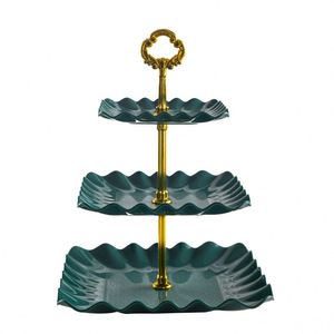 Modern Minimalist Three-layer Square Disposable Plastic Oven Safe Fujian Fruit Cake <b>Plate</b> Light Luxury Wedding Dried Display - Product Image 5