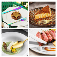 Vente en gros de couverts de luxe personnalisés en acier inoxydable, plaqués or, 24 pièces, pour mariage, restaurant, fête